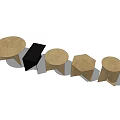 Modern Coffee Tables Featuring Round Square And Hexagonal Shapes In Beige And Black 3d model