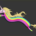 Colorful Unicorn Character With Yellow Mane Rainbow Body Pink Horn Green Hooves In Leaping Pose