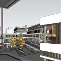 Modern High Rise Commercial Street With Multi Story Shops Roof Gardens And Open Plazas 3d model