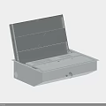 Gray Metal Open Computer Case With Internal Compartments And Secure Lock Design 3d model