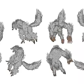 Realistic Gray Furry Animal Ornament Set With Various Dynamic Poses For Home Decor