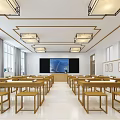 New Chinese Style Classroom Calligraphy Classroom 3d model