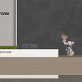 Modern company lobby front desk shaped reception desk bar front desk background wall 3d model