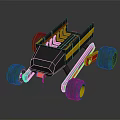 Futuristic Concept Car with Large Tires Red Seats and Open Structure Design