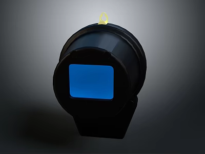 Black Round Daily Electrical Appliance With Blue Screen And Yellow Top Part 3d model