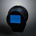 Black Round Daily Electrical Appliance With Blue Screen And Yellow Top Part