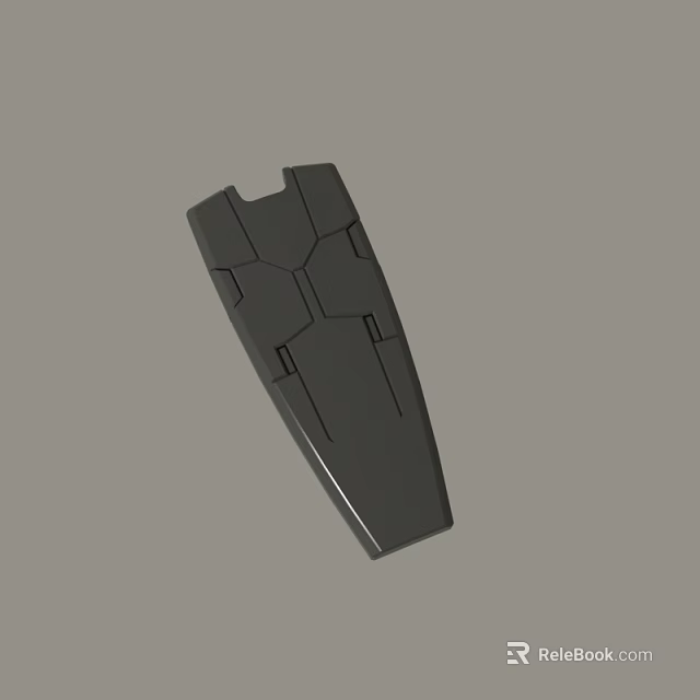 Black Geometric Shaped 3D Model Component With Intricate Surface Lines Design 3d model 