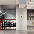 Modern Public Office Space With Open Layout White Desks Chairs Green Plant Staircase And Bookshelves