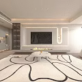 Modern Living And Dining Area Interior With Beige Sofa Round Coffee Table And Decorative Painting