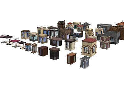 Various Miniature House Models With Different Roof Styles And Colorful Exteriors 3d model