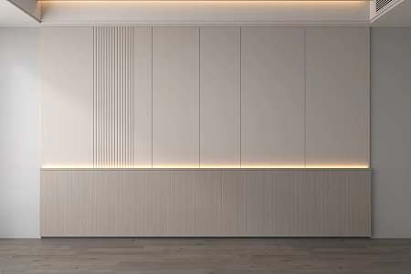 Modern bedroom background wall bedside background wall wood veneer background wall 3d model