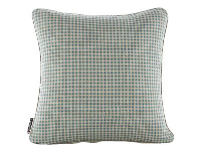 Decorative Square Pillow With Blue Green Checkered Fabric For Home Living 3d model