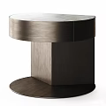 Modern Metallic Wooden Bedside Table With Round Top And Square Base 3d model