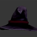 Purple Witch Hat with Red Belt and Silver Buckle Pointed Top Fabric Material