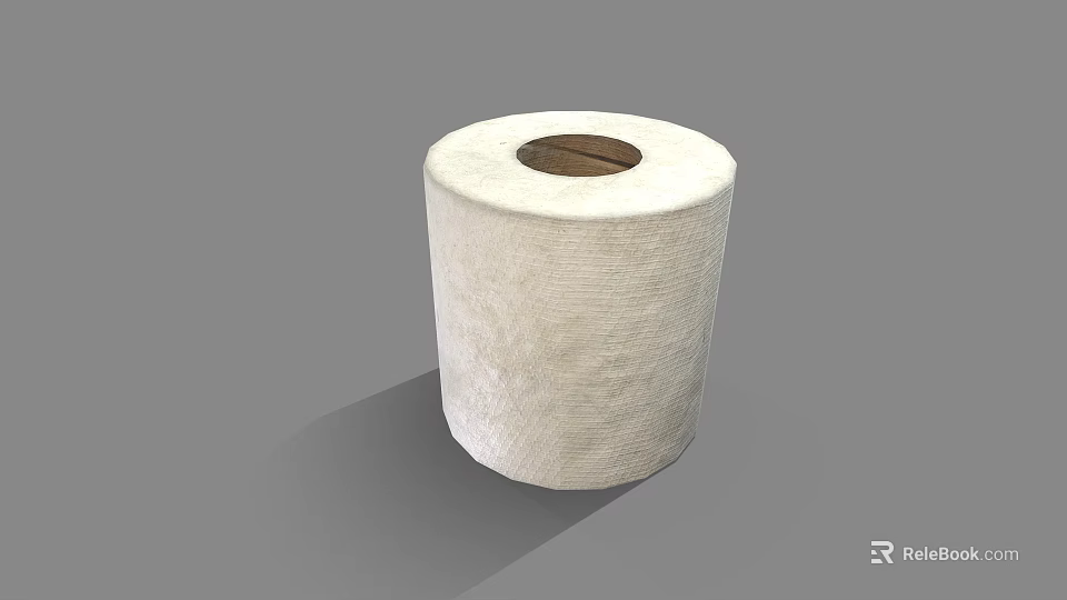 White Toilet Paper Roll With Textured Surface And Brown Core For Bathroom Use 3d model 