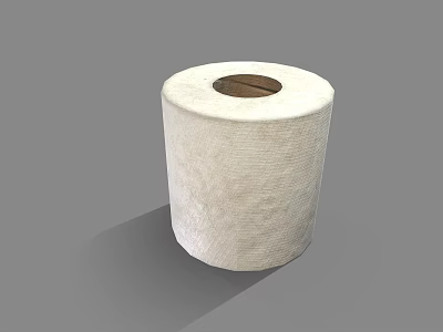 White Toilet Paper Roll With Textured Surface And Brown Core For Bathroom Use 3d model