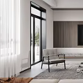 Stylish Accent Chair In Modern Living Room With Cozy Sofa Coffee Table And Natural Light