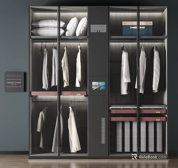 Stylish Modern Wardrobe Design With Hanging Clothes Folded Sections And Storage Solutions 3d model