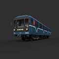 Blue Modern Metro Train Front View With Headlights And Design Details 3d model