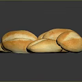 Freshly Baked Golden Bread Rolls On Dark Surface With Crusty Texture 3d model