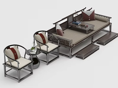 New Chinese-style Lohan Bed Sofa 3d model