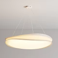 Modern Circular Pendant Light With Ribbed Texture And Soft White Lighting Hanging From Ceiling 3d model