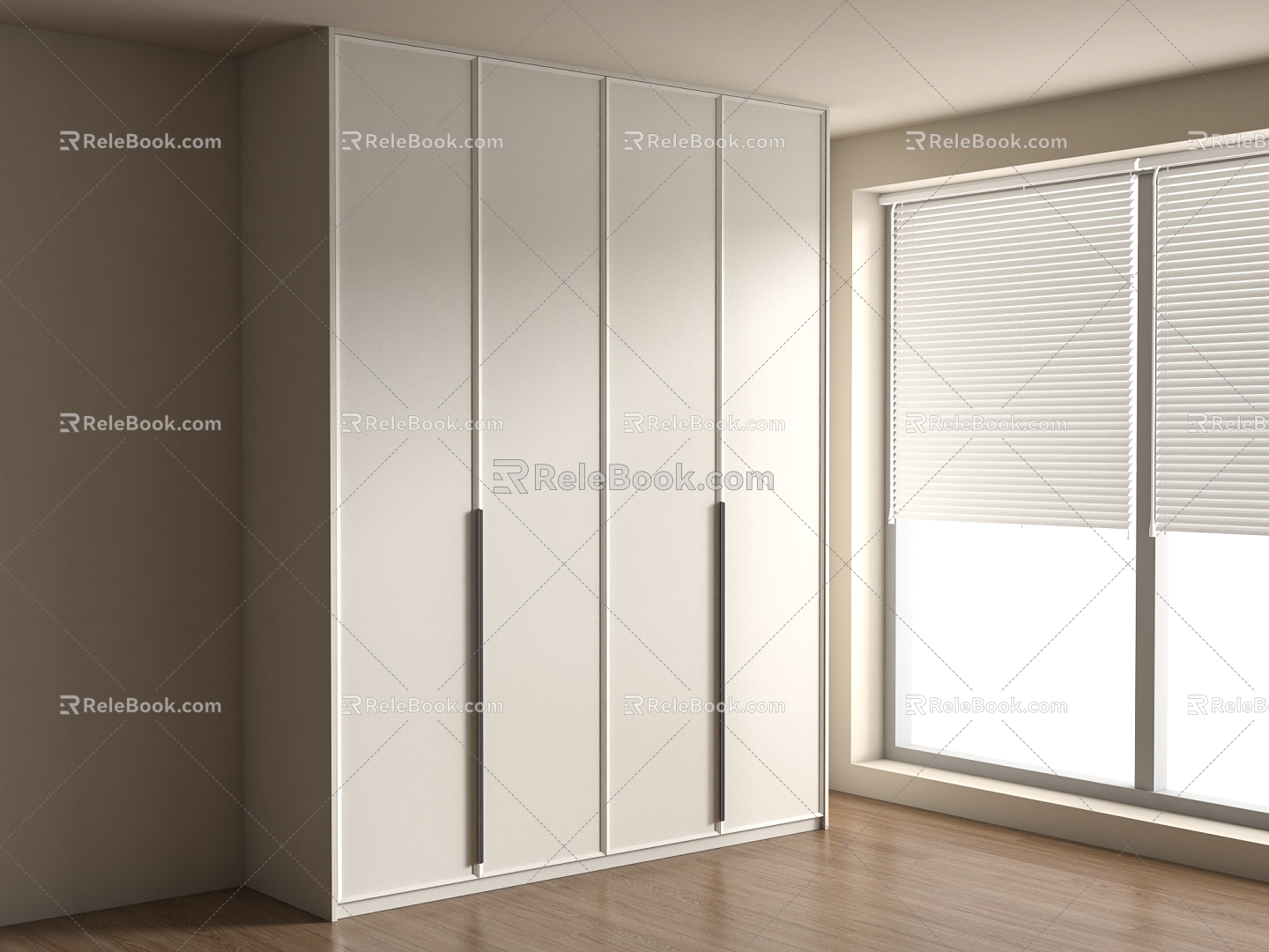 modern wardrobe handle-free bedroom wardrobe 3d model