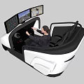 Modern Driving Simulator Cockpit With Multiple Screens And Driver Operating Controls
