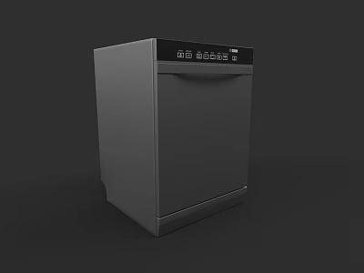 Modern Black Dishwasher With Digital Display And Control Panel For Kitchen 3d model