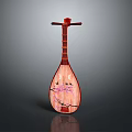 Traditional Red Wooden Pipa as Household Decorative Item with Intricate Patterns and Classic Craftsmanship