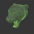 Roaring Gray Panther Head Model With Open Mouth And Sharp Teeth 3d model