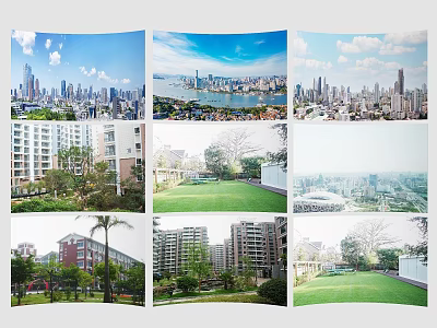 Urban Scenery With City Skyline High Rise Buildings Residential Areas Green Parks And River 3d model