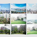 Urban Scenery With City Skyline High Rise Buildings Residential Areas Green Parks And River