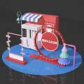Vibrant Photo Check in Spot With Red Building BRAVIEW Sign Circular Board And Christmas Tree