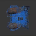 Rusted Industrial Hardware Tools Structure With Gas Cylinders Metal Frame Pipes And Valves