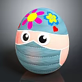 Decorative Ornament Set Featuring Painted Egg With Flowers Eyes And Mask