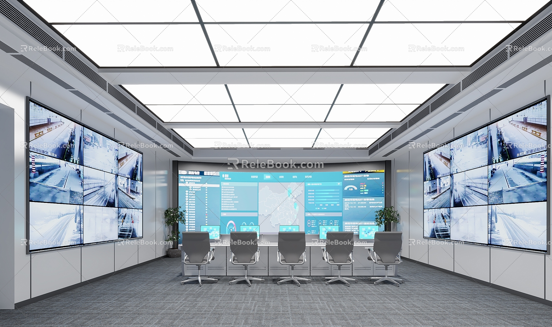 Modern monitoring room, monitoring hall, reception hall 3d model