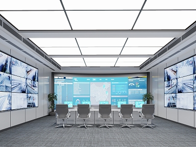 Modern monitoring room, monitoring hall, reception hall model