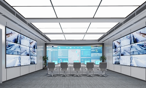 Modern monitoring room, monitoring hall, reception hall 3d model