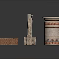 Antique Scenic Components With Carved Columns Wooden Boxes And Pedestals