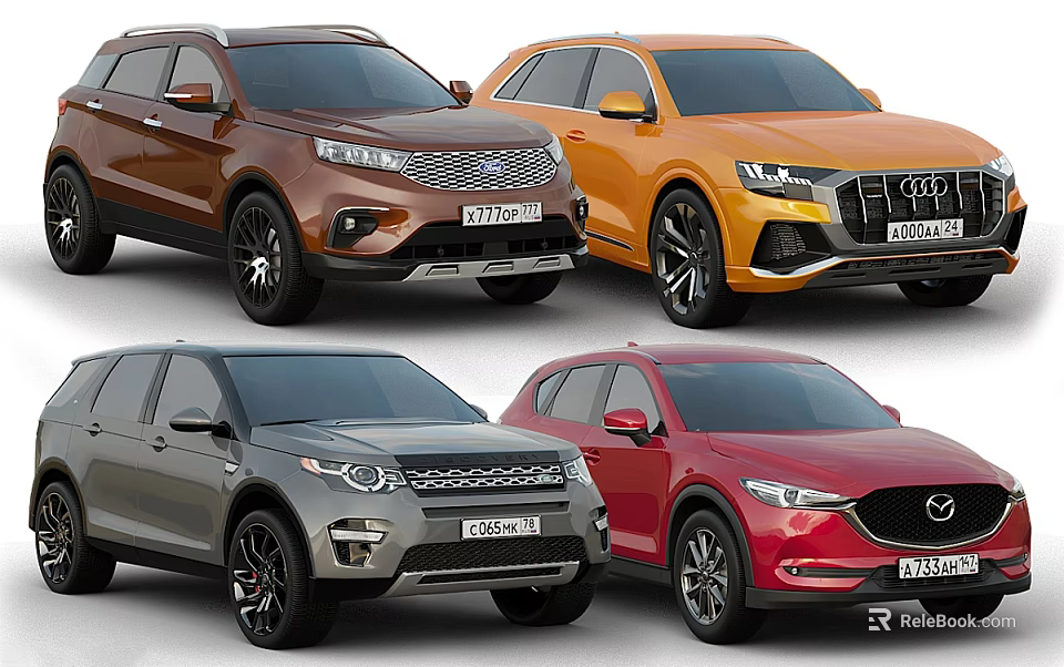 Various Branded SUV Cars Displaying Distinct Models 3d model 