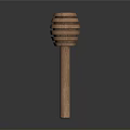 Natural Wooden Honey Dipper Tool With Striped Pattern And Long Handle