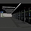 Modern Subway Station Platform With Train Carriages Seats Ceiling Lights And Screens