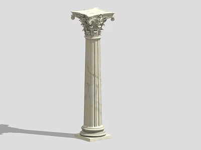 Classical Roman Column With Fluted Marble Shaft Ornate Capital And Base Design 3d model