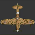 Space Aviation Model Airplane Featuring Leopard Print Design Orange Yellow Hue And Cross Tail Emblem