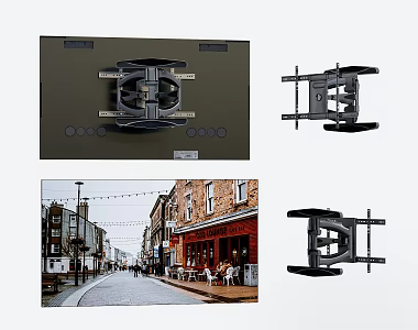 Modern wall-mounted TV folding bracket rotating telescopic rack 3d model