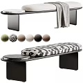 Modern Sofa Bench With Black White Geometric Pattern Cushion And Metal Frame