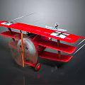 Red Biplane Passenger Plane Model With Vintage Black And White Cross Design Details