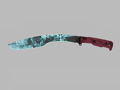 Stylish Knife With Teal Patterned Blade And Red Modern Handle Design 3d model
