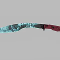 Stylish Knife With Teal Patterned Blade And Red Modern Handle Design 3d model